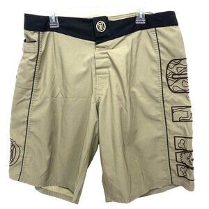 OTM Fight Shop Shorts Men's 36 Khaki/Black Embroidered Skull Training MMA